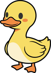 Cute yellow duckling vector illustration adorable baby bird cartoon character for kids and nature designs