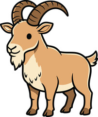Cute cartoon ibex goat vector illustration mountain animal icon