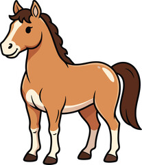 Cute brown horse cartoon vector illustration adorable equine animal graphic