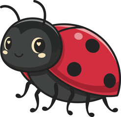 Cute kawaii ladybug vector illustration adorable cartoon insect art for kids nature designs