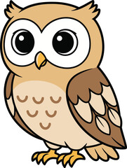 Cute cartoon owl vector illustration adorable baby bird design for kids education nature