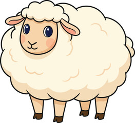 Cute cartoon sheep vector illustration fluffy farm animal graphic