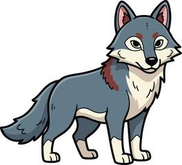 Cute cartoon wolf vector illustration friendly forest animal design