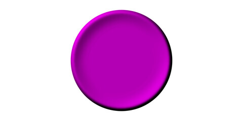 A simple three-dimensional purple circular button isolated on a plain white background.