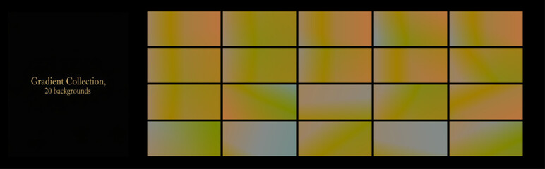 Obraz premium A collection of gradients, cool iridescent tones, abstract backgrounds, dark backgrounds. natural and calming tones, modern background set 