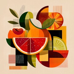 Citrus fruit slices forming modern geometric abstract composition