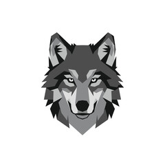 Monochrome geometric wolf head vector art