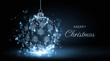 christmas greeting card with digital glowing christmas ball illustration