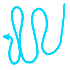 Blue Hand-Drawn Wavy Arrow Pointing Left – Squiggle Brush Style