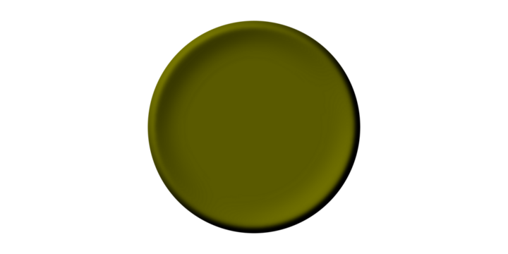 An isolated, three-dimensional olive green circular disc on a plain white background.