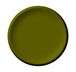 A solid olive green circle with a soft, dark inner bevel creating a three-dimensional effect against a white background.