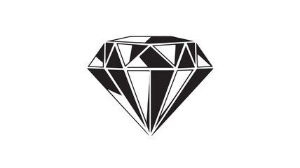 Diamond vector illustration black and white gemstone isolated on white background