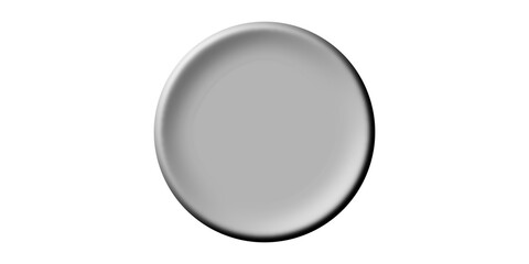 A simple, empty grey ceramic plate viewed from above on a white background.