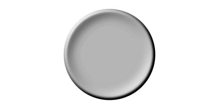 A simple, empty grey ceramic plate viewed from above on a white background.