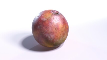 Ripe Apple with Red Green Skin on White Background