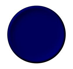 A simple dark blue circle with a subtle three-dimensional effect isolated on a white background.