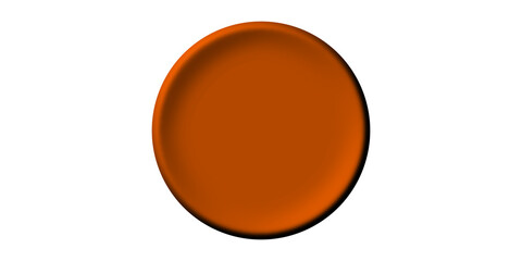 A three-dimensional render of a smooth, round orange button or disc with beveled edges, isolated on a plain white background.