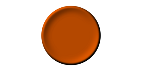 A three-dimensional render of a smooth, round orange button or disc with beveled edges, isolated on a plain white background.