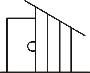 Simple Shelter: A minimalist black and white line drawing of a simple shelter, embodying a sense of essential structure and basic design.