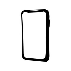 Silhouette of a Modern Frameless Mobile Phone, White Screen, Simple Design