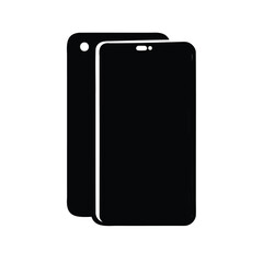 Silhouette of two modern smartphones displaying a minimalist, sleek design aesthetic