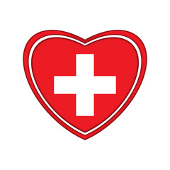 Switzerland flag, heart, badge, emblem
