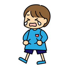 Obraz premium 涙を流して泣く男の子のかわいいベクターイラスト