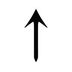 Stylized black upward pointing arrow on a clean white background graphic
