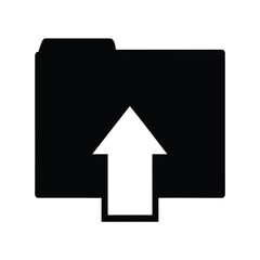 Black folder with an upward facing white arrow indicating an upload action