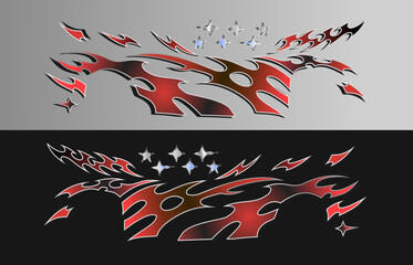 Red and black tribal livery design set for racing drift cars  © Neocozmo Graphic