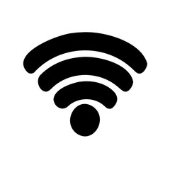 Standard black wireless network symbol for connection on white background