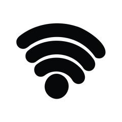 Black Wifi Symbol on White Background representing wireless internet connectivity availability
