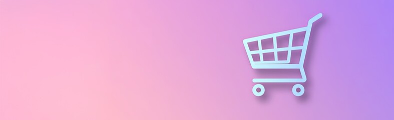Modern shopping cart graphic banner for promotional flyer with colorful background