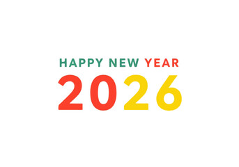 Happy New Year 2026 graphic with colorful numbers.