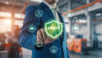 Digital safety management system in industrial workplace protection.