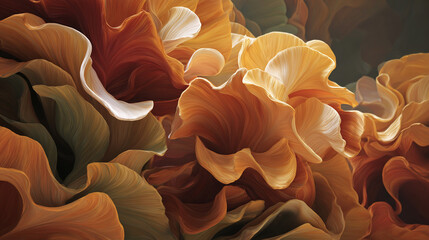 Abstract close-up of vibrant flowers in shades of orange and yellow, creating a stunning visual display
