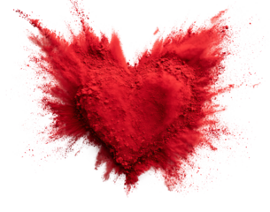 Red Powder Heart Explosion isolated on a transparent background 3
