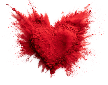 Red Powder Heart Explosion isolated on a transparent background 3