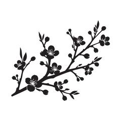 “Minimal Flower Branch Clipart | Botanical Silhouette Design”