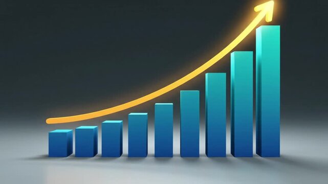 3D bar chart animation visualizing progressive data change - Powered by Adobe