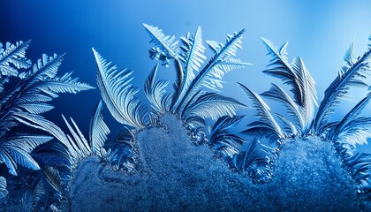 Ice Crystals On A Blue Background