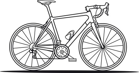 Road bicycle outline vector illustration isolated on transparent background for cycling or exercise graphics concept and healthy lifestyle designs