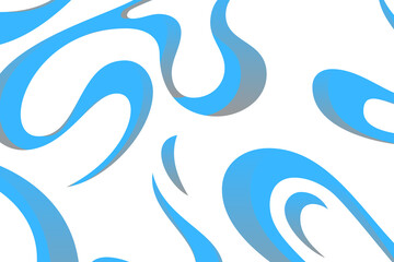 Abstract blue wavy shapes with fluid lines and curves isolated on white isolated on transparent background