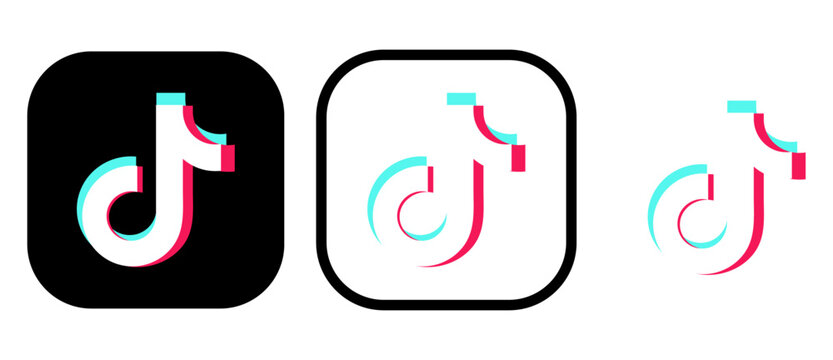 tiktok icon set, tiktok logo set, tiktok icon set in square