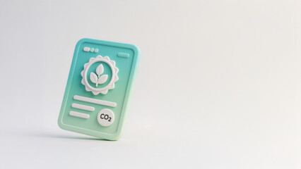 CO2 Carbon Capture Credit Certificate Icon in Minimalist Soft Neumorphic 3D Design 