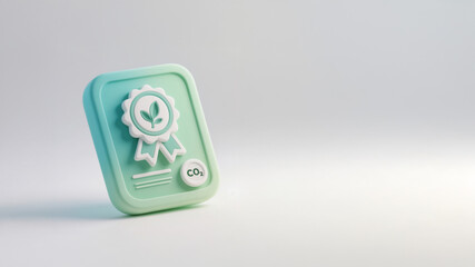 CO2 Carbon Capture Credit Certificate Icon in Minimalist Soft Neumorphic 3D Design 