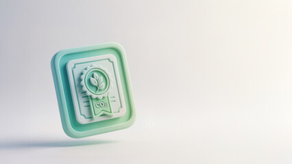CO2 Carbon Capture Credit Certificate Icon in Minimalist Soft Neumorphic 3D Design 