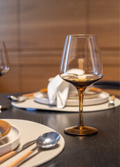 Modern Wine Glass on an Elegant Dining Table