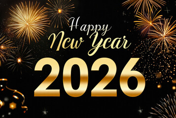 Happy New Year 2026 &ndash; Colorful Fireworks in the Night Sky