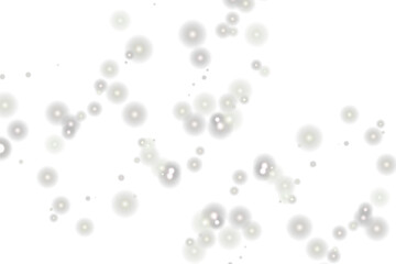Abstract light grey circles and glowing particles isolated on transparent background
